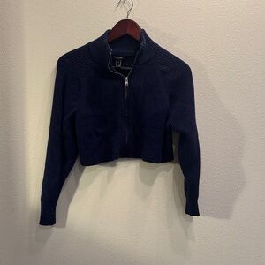 Navy Blue Women's Zip-Up Sweater